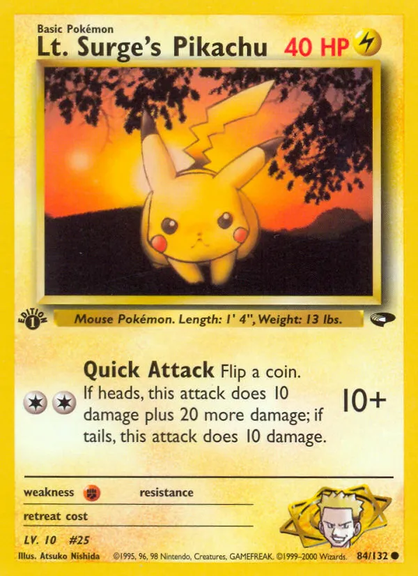 2000 Gym Challenge Lt. Surge's Pikachu Common #084/132 Common card image