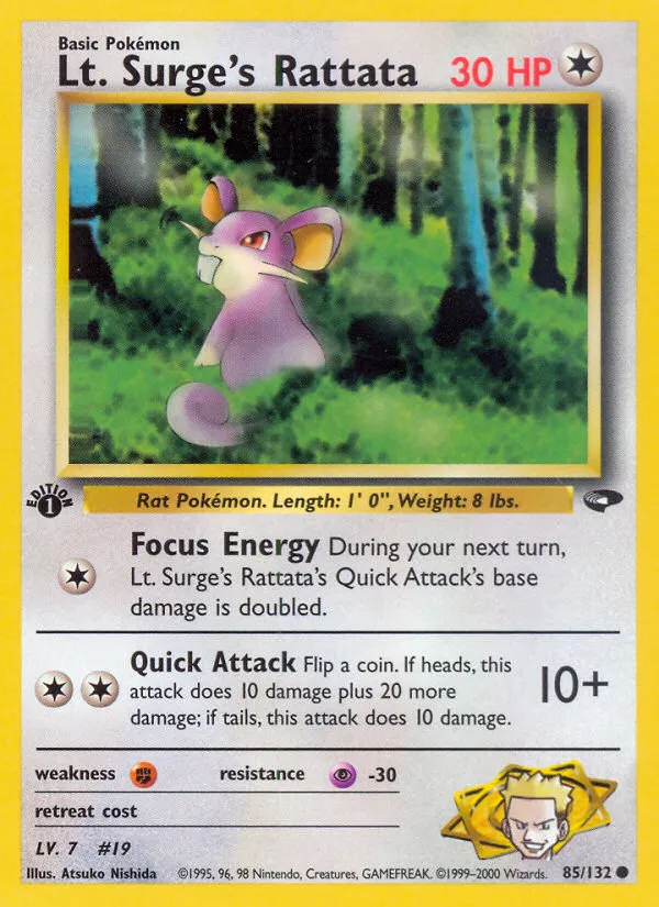 2000 Gym Challenge Lt. Surge's Rattata #085/132 Common card image