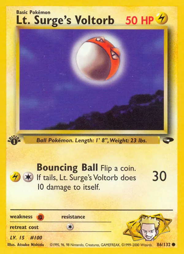 2000 Gym Challenge Lt. Surge's Voltorb Common #086/132 Common card image