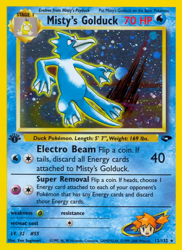 2000 Gym Challenge Misty's Golduck #012/132 Rare Holo card image