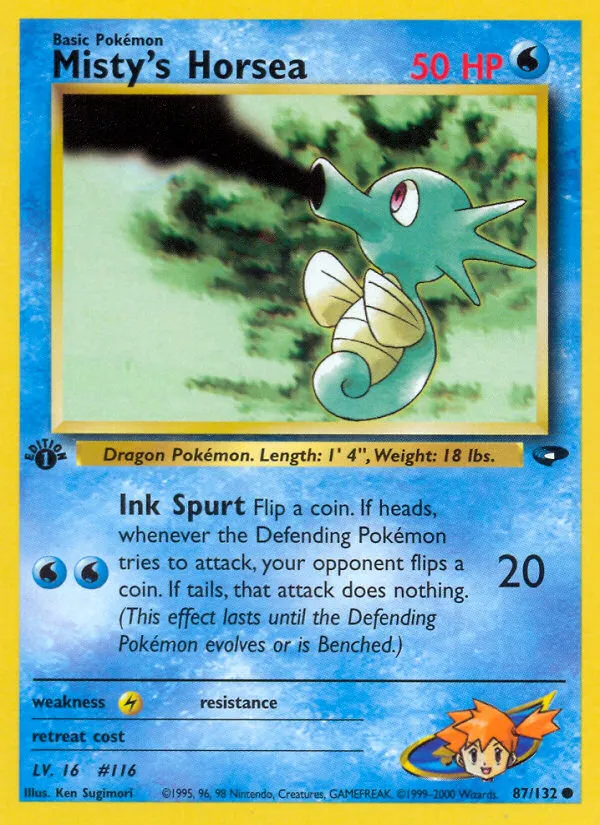2000 Gym Challenge Misty's Horsea #087/132 Common card image