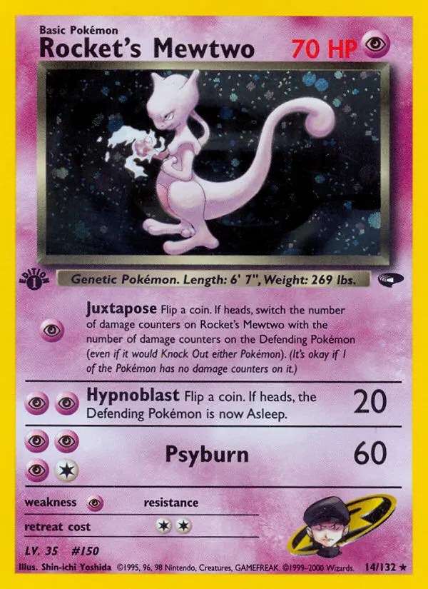 2000 Gym Challenge Rocket's Mewtwo #014/132 Rare Holo card image