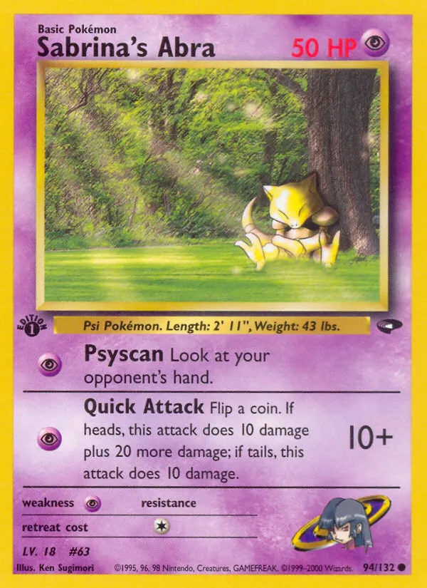 2000 Gym Challenge Sabrina's Abra Common #093/132 Common card image