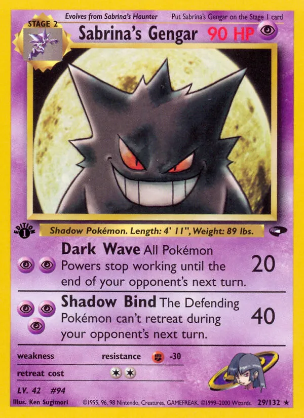 2000 Gym Challenge Sabrina's Gengar #029/132 Rare card image