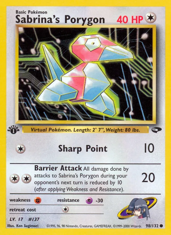 2000 Gym Challenge Sabrina's Porygon Common #098/132 Common card image