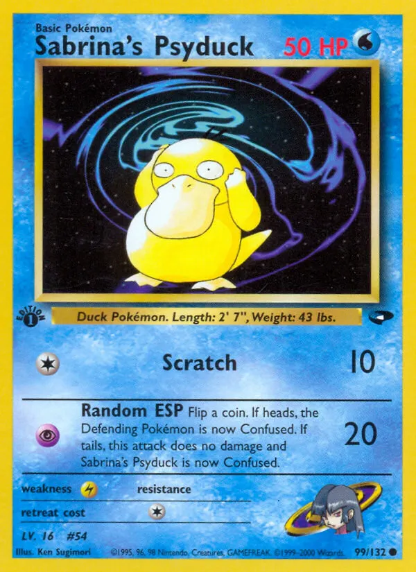 2000 Gym Challenge Sabrina's Psyduck Common #099/132 Common card image