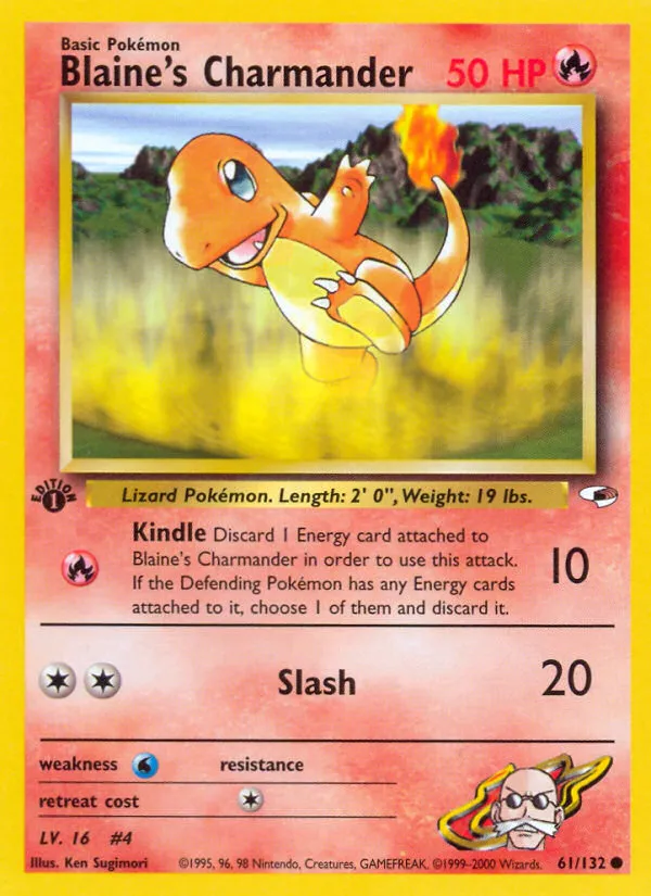 2000 Gym Heroes Blaine's Charmander Common #061/132 Common card image