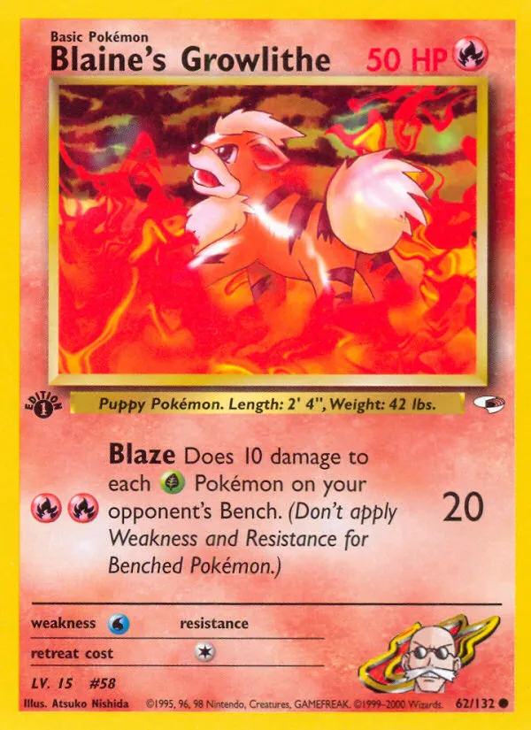 2000 Gym Heroes Blaine's Growlithe Uncommon #035/132 Uncommon card image