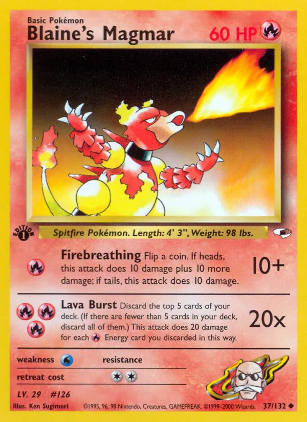 2000 Gym Heroes Blaine's Magmar Uncommon #037/132 Uncommon card image