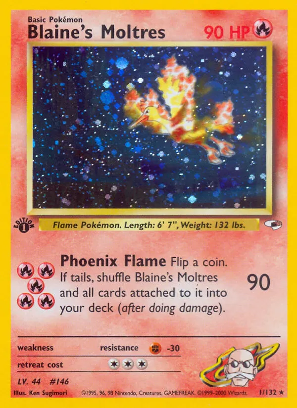2000 Gym Heroes Blaine's Moltres Rare Holo #001/132 Rare Holo card image