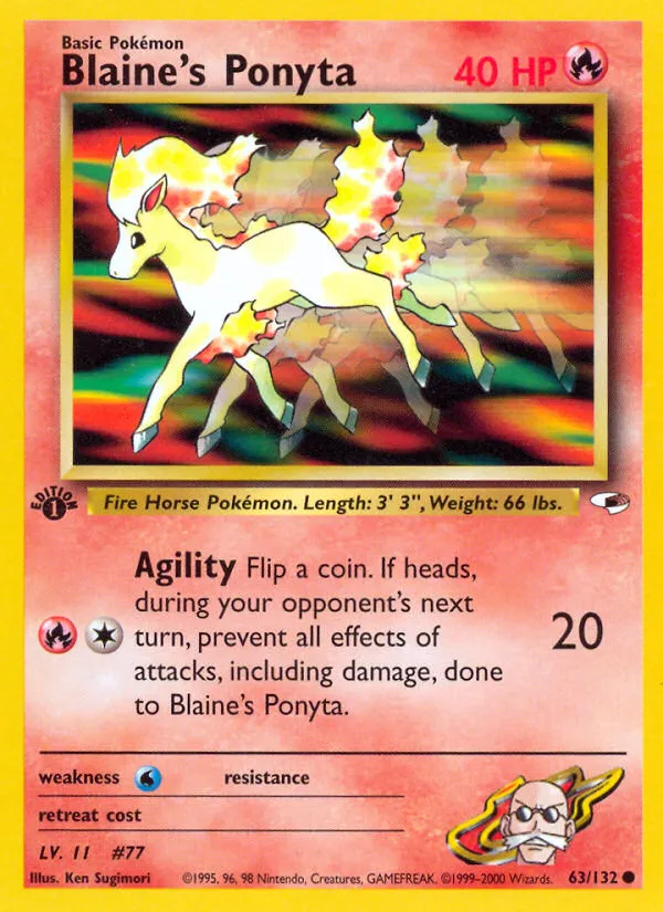2000 Gym Heroes Blaine's Ponyta Common #063/132 Common card image