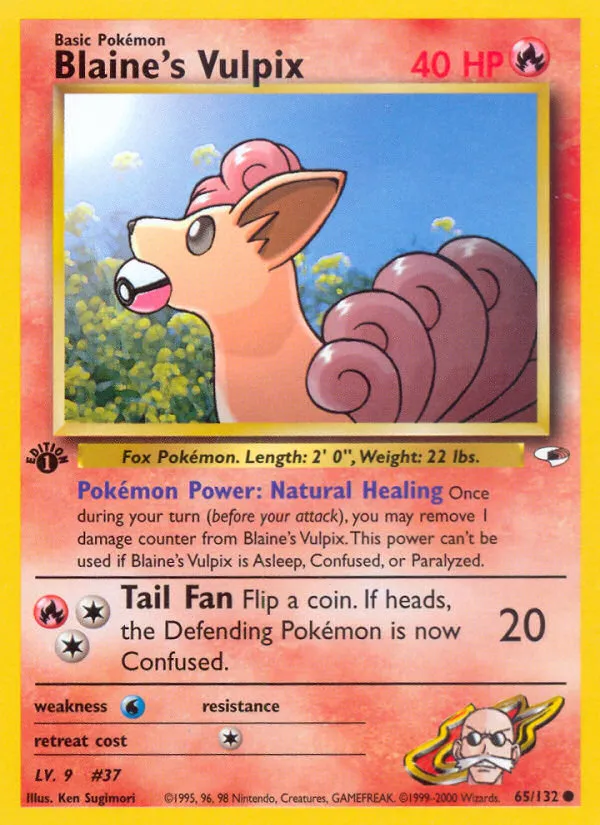 2000 Gym Heroes Blaine's Vulpix Common #065/132 Common card image