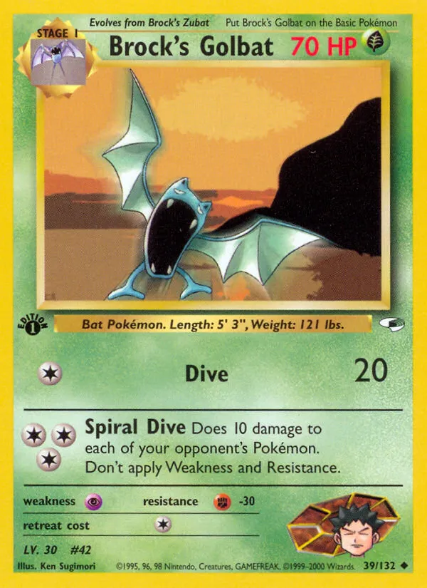2000 Gym Heroes Brock's Golbat Uncommon #039/132 Uncommon card image