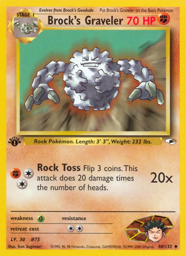 2000 Gym Heroes Brock's Graveler Uncommon #040/132 Uncommon card image