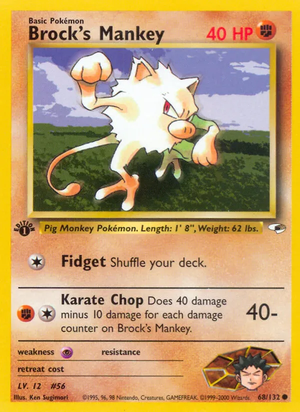2000 Gym Heroes Brock's Mankey Common #067/132 Common card image