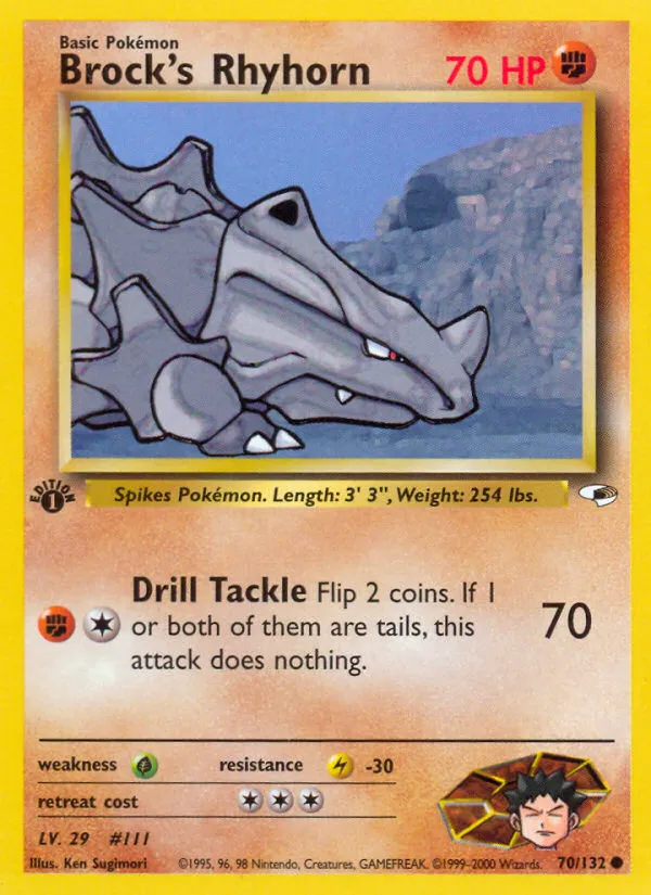 2000 Gym Heroes Brock's Rhyhorn #070/132 Common card image