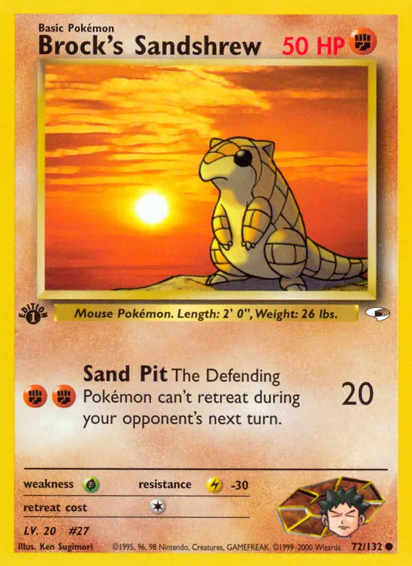 2000 Gym Heroes Brock's Sandshrew Common #071/132 Common card image