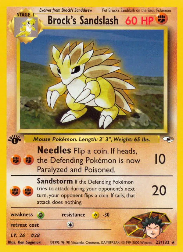 2000 Gym Heroes Brock's Sandslash Rare #023/132 Rare card image