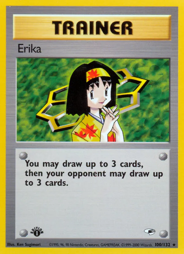 2000 Gym Heroes Erika #100/132 Rare card image