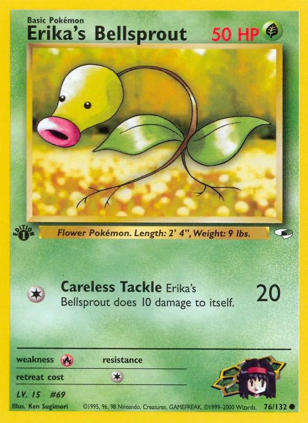 2000 Gym Heroes Erika's Bellsprout Common #075/132 Common card image