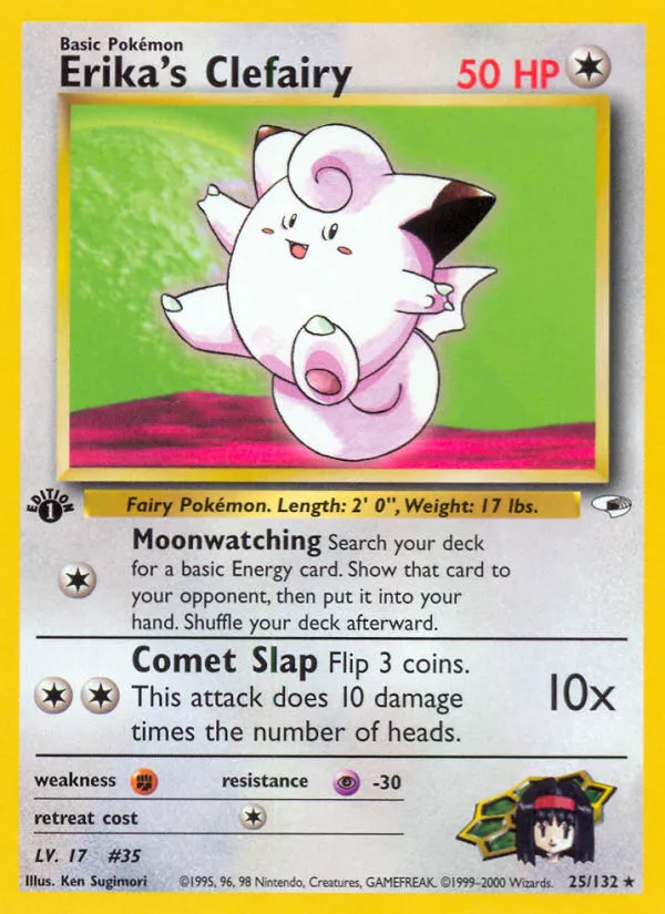 2000 Gym Heroes Erika's Clefairy Rare #025/132 Rare card image