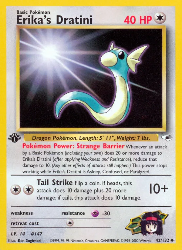2000 Gym Heroes Erika's Dratini Uncommon #042/132 Uncommon card image