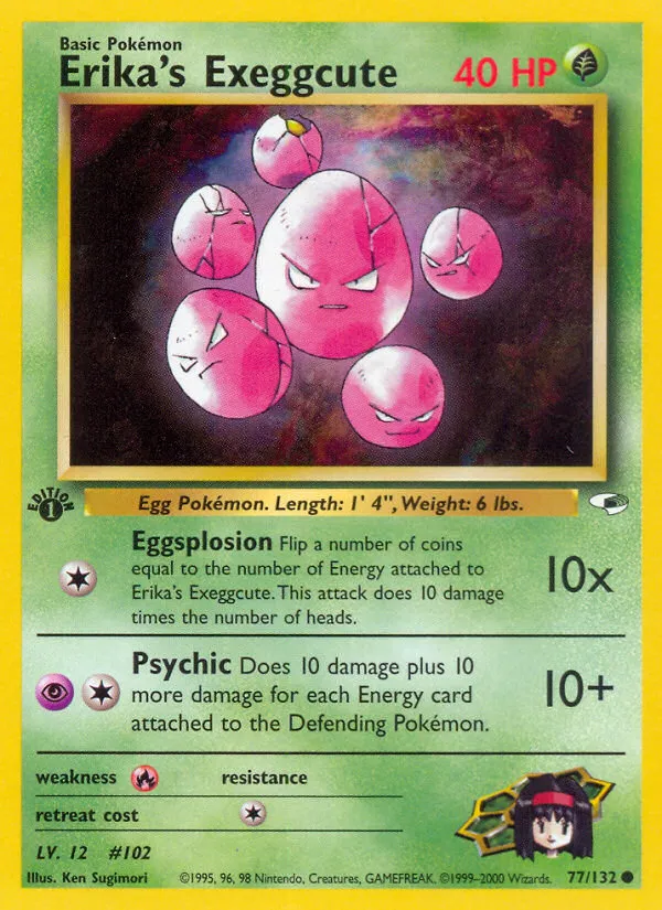 2000 Gym Heroes Erika's Exeggcute #077/132 Common card image
