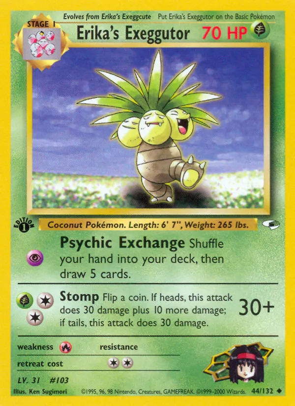 2000 Gym Heroes Erika's Exeggutor Uncommon #044/132 Uncommon card image