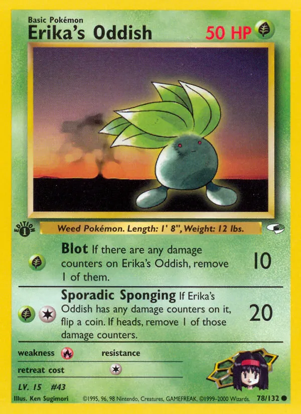 2000 Gym Heroes Erika's Oddish #078/132 Common card image