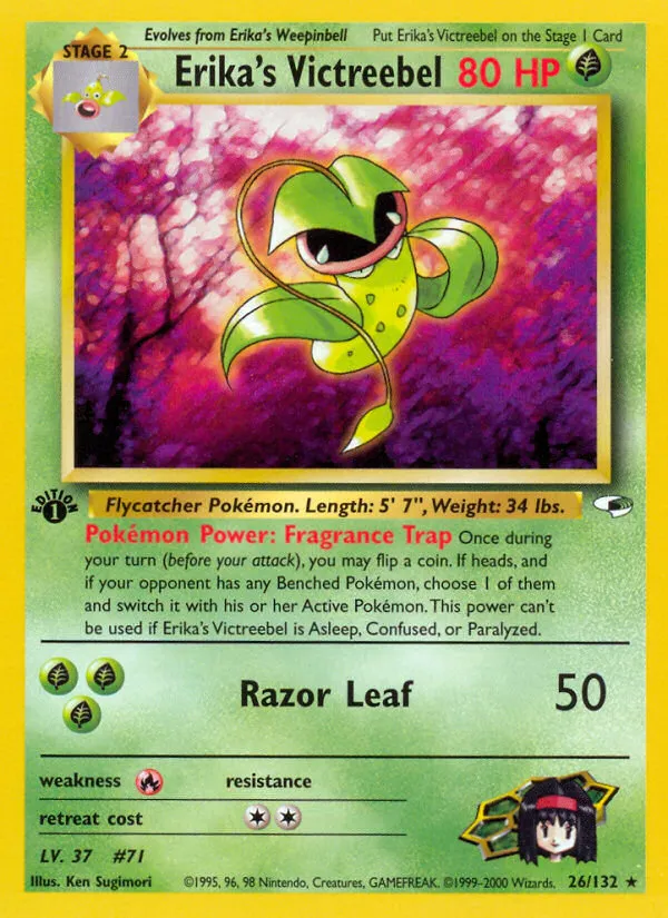 2000 Gym Heroes Erika's Victreebel Rare #026/132 Rare card image