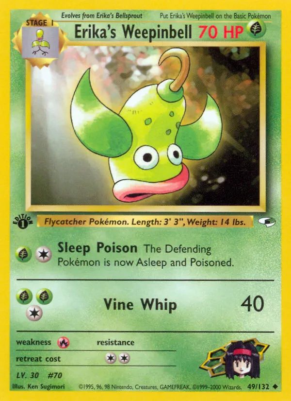 2000 Gym Heroes Erika's Weepinbell #049/132 Uncommon card image