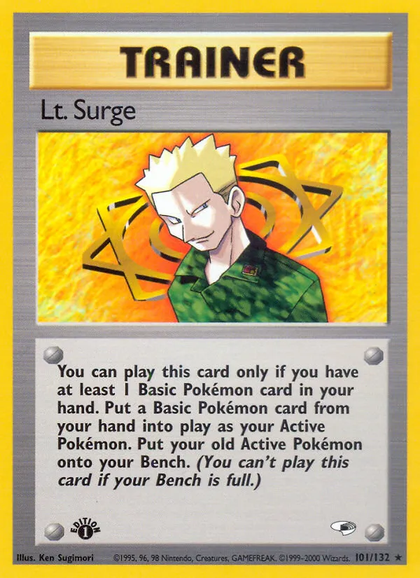 2000 Gym Heroes Lt. Surge #017/132 Rare Holo card image