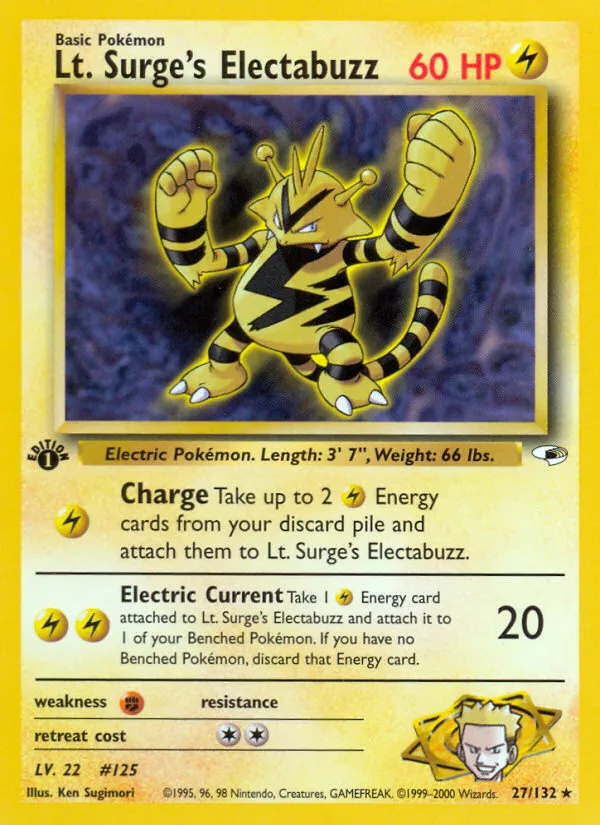 2000 Gym Heroes Lt. Surge's Electabuzz #006/132 Rare Holo card image