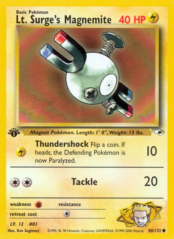 2000 Gym Heroes Lt. Surge's Magnemite Uncommon #050/132 Uncommon card image