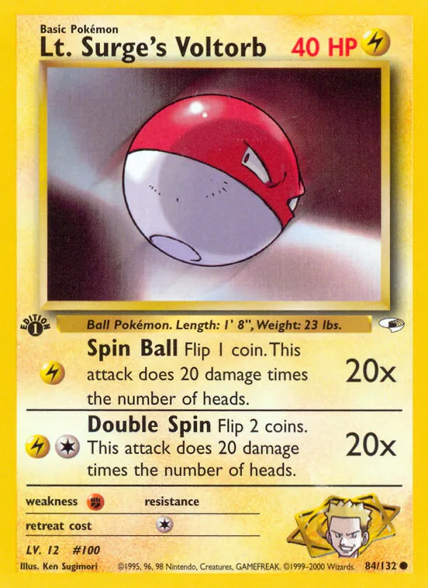 2000 Gym Heroes Lt. Surge's Voltorb Common #084/132 Common card image