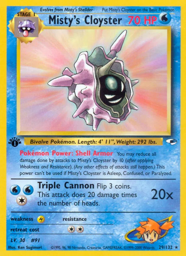 2000 Gym Heroes Misty's Cloyster Rare #029/132 Rare card image