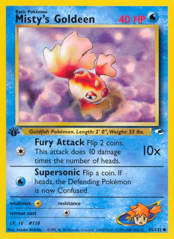2000 Gym Heroes Misty's Goldeen Rare #030/132 Rare card image