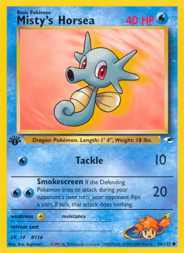 2000 Gym Heroes Misty's Horsea Common #086/132 Common card image