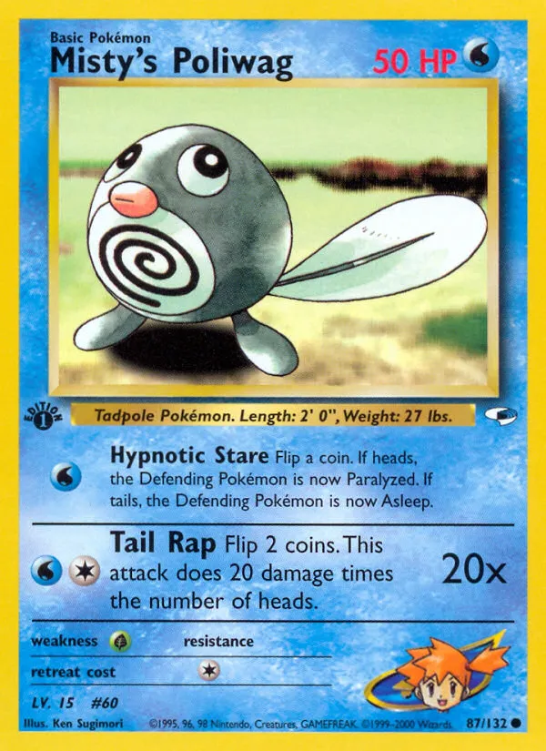 2000 Gym Heroes Misty's Poliwag Common #087/132 Common card image
