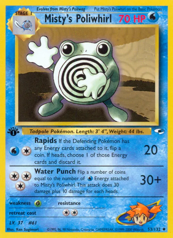 2000 Gym Heroes Misty's Poliwhirl Uncommon #053/132 Uncommon card image