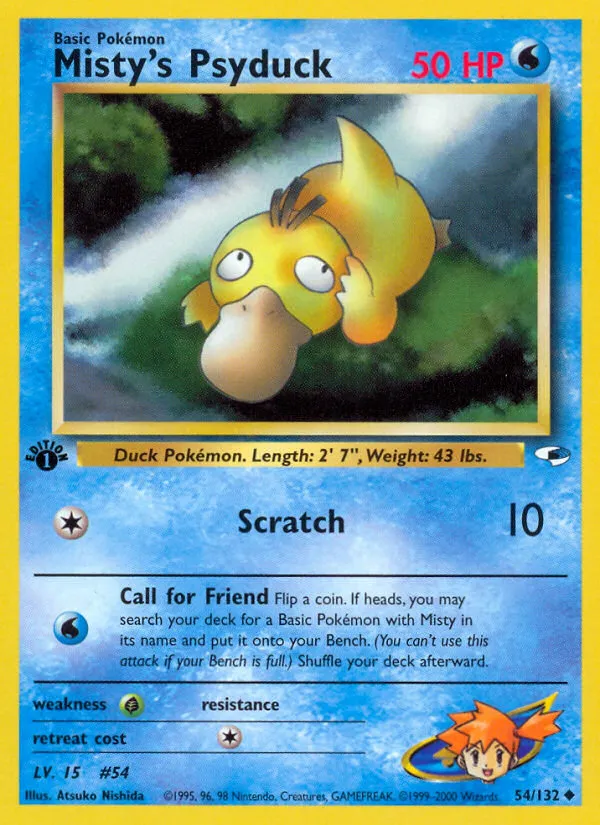 2000 Gym Heroes Misty's Psyduck Uncommon #054/132 Uncommon card image