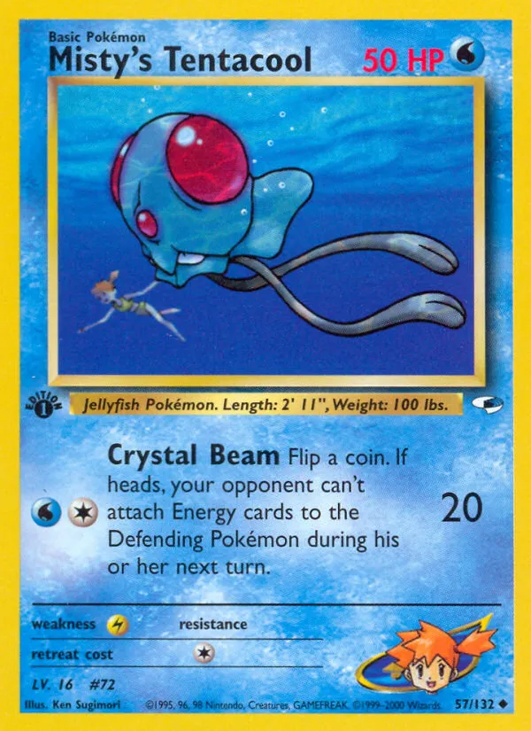 2000 Gym Heroes Misty's Tentacool #057/132 Uncommon card image