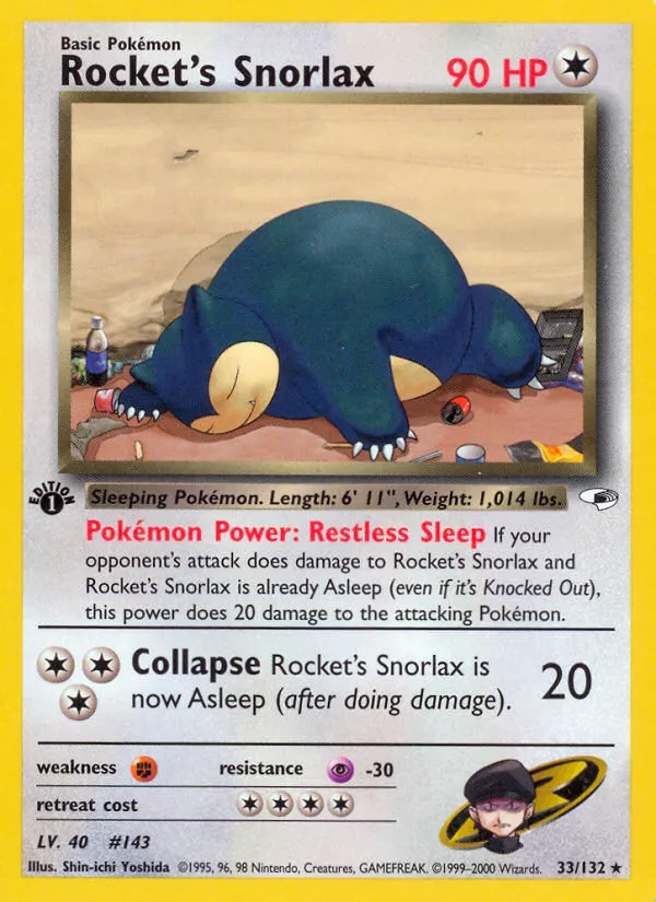 2000 Gym Heroes Rocket's Snorlax Rare #033/132 Rare card image