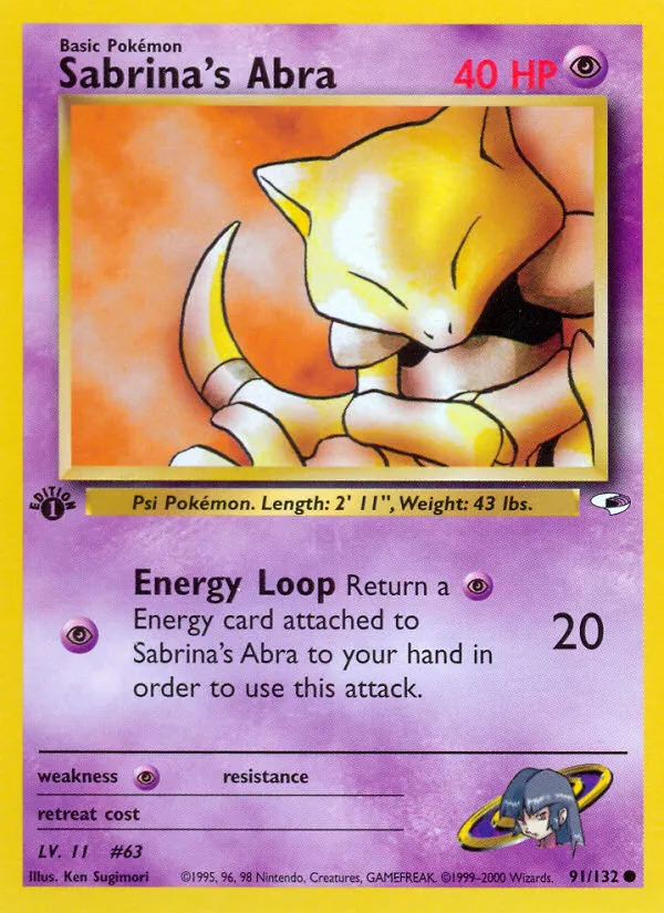 2000 Gym Heroes Sabrina's Abra Common #091/132 Common card image