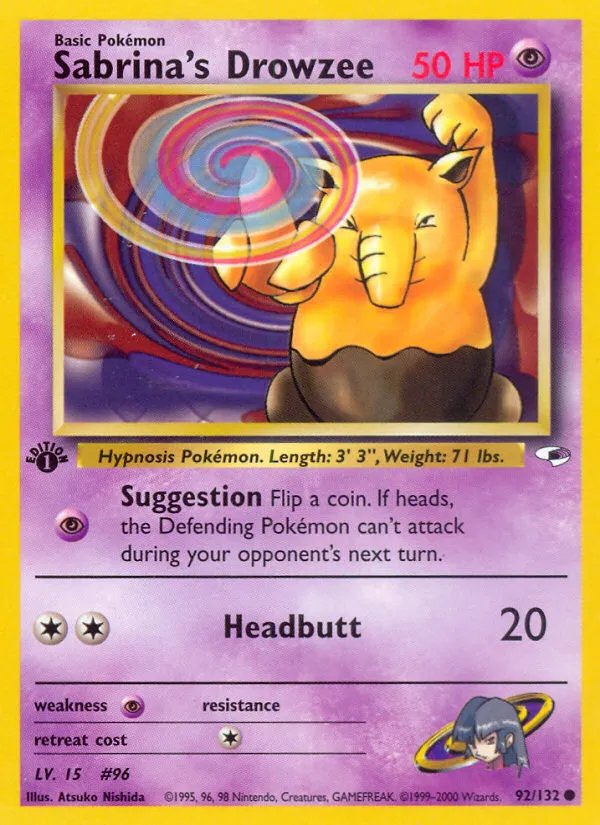 2000 Gym Heroes Sabrina's Drowzee Common #092/132 Common card image