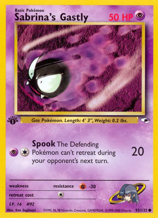 2000 Gym Heroes Sabrina's Gastly Common #093/132 Common card image