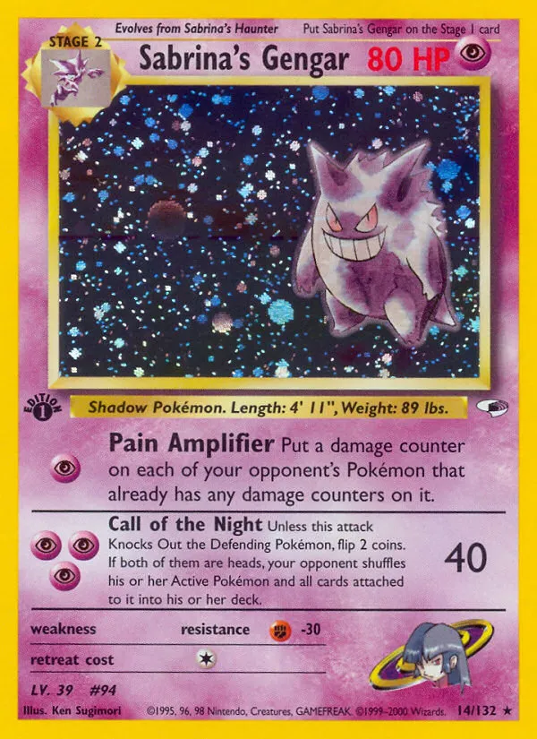2000 Gym Heroes Sabrina's Gengar #014/132 Rare Holo card image