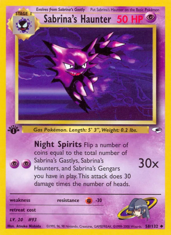 2000 Gym Heroes Sabrina's Haunter Uncommon #058/132 Uncommon card image