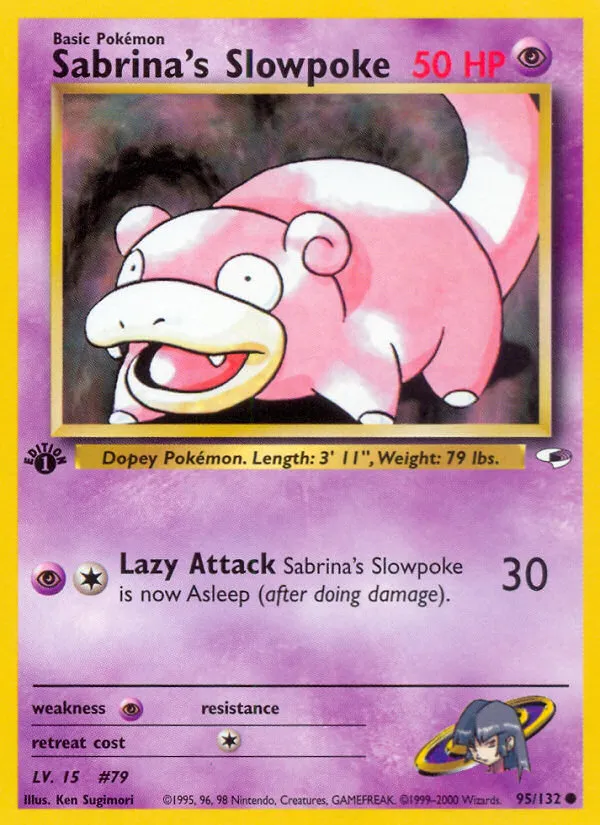 2000 Gym Heroes Sabrina's Slowpoke Common #095/132 Common card image