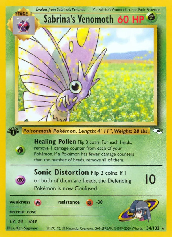 2000 Gym Heroes Sabrina's Venomoth Rare #034/132 Rare card image